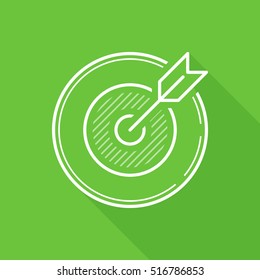 Darts. Target. Arrow. Vector, contour icon. Light Green Background