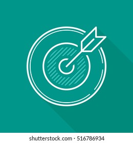 Darts. Target. Arrow. Vector, contour icon. Teal Background