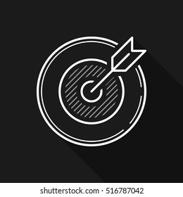 Darts. Target. Arrow. Vector, contour icon. Black Background