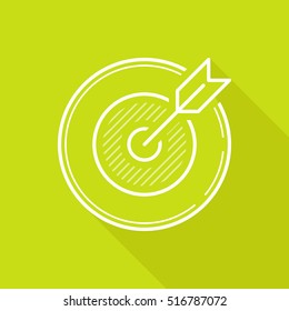 Darts. Target. Arrow. Vector, contour icon. Lime Background