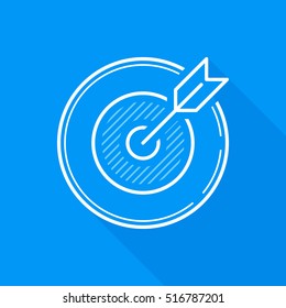 Darts. Target. Arrow. Vector, contour icon. Blue Background