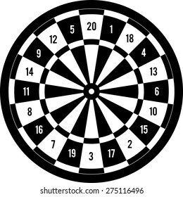 Darts target black & white, vector illustration