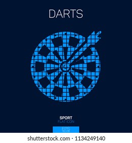 Darts Target flat icon blue pixel stylr