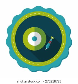 Darts target flat icon with long shadow,eps10