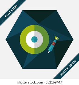 Darts target flat icon with long shadow,eps10