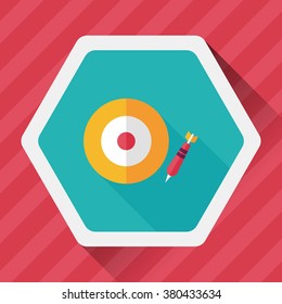 Darts target flat icon with long shadow,eps10