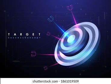 Darts target in futuristic style. Success Business Concept. future technology template. Business target concept vector illustration. Symbolic goals achievement, success, victory.