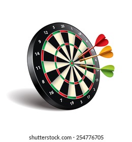 Darts target isolated on white photo-realistic vector illustration