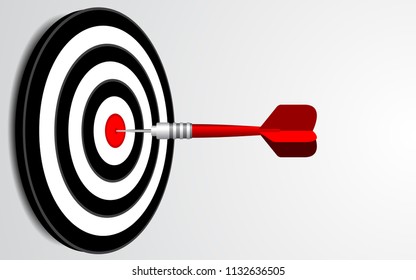Darts target isolated vector. Shooting target in the center. Success business solutions concept.