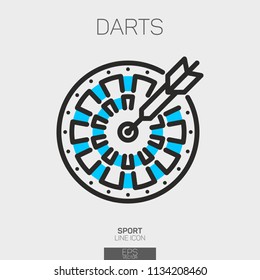 Darts Target line icon two colors