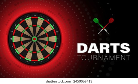 Darts tournament, dart throwing board with arrows, vector illustration