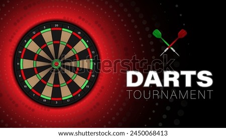 Darts tournament, dart throwing board with arrows, vector illustration
