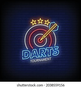 Darts Tournament Neon Signs Style Text Vector