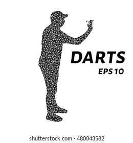 Darts of the triangles, particle divergent composition, vector illustration. The Darts composition of geometric shapes