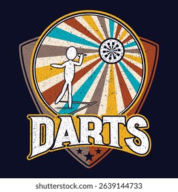 Darts T-Shirt Design, Typography, Vector Illustration.
