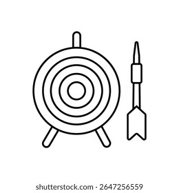 Ícone do vetor Darts. Sinal de ilustração do dardo. símbolo de dardo. ícone da Web de destino.