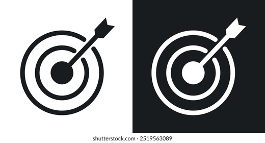 Dartsline vector icon set in solid and outline style.