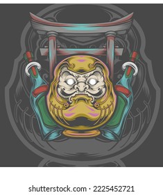 daruma design japanese street wear. vector design and illustration. for tshirt design and others. japanese style street wear