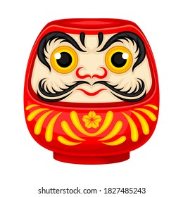 Daruma doll as Hollow, Round, Japanese Traditional Doll Vector Illustration