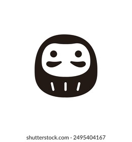 Icono de muñeca Daruma. Versión de silueta plana.