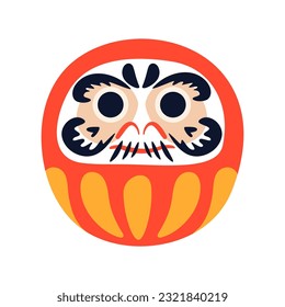 Daruma doll - modern flat design style single isolated image. Neat detailed illustration of Japanese traditional roly-poly doll representing Bodhidharma. Make a wish, oriental traditions idea