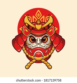 Daruma doll samurai vector illustration