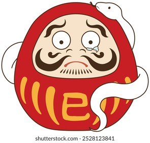 Daruma doll with a snake coiled around 