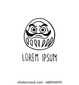 Daruma Doodle Icon. Japanese Traditional Doll