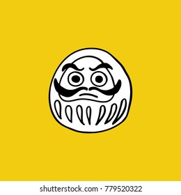 daruma doodle icon. Japanese traditional doll