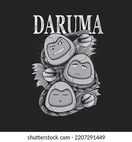 Daruma illustration black and white