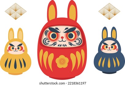 Daruma illustration with rabbit design