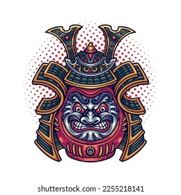 Daruma Japanese with samurai helmet illustration