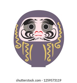 Daruma - Japanese traditional doll.  Roly-poly toy. The annual new year's ritual of making a wish. Happy New Year 2019 vector illustration.