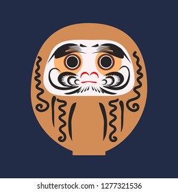 Daruma - Japanese traditional doll.  Roly-poly toy. The annual new year's ritual of making a wish. Happy New Year 2019 vector illustration.