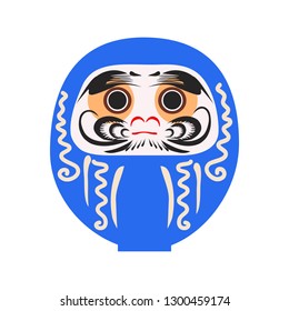 Daruma - Japanese traditional doll.  Roly-poly toy. The annual new year's ritual of making a wish. Happy New Year 2019 vector illustration.