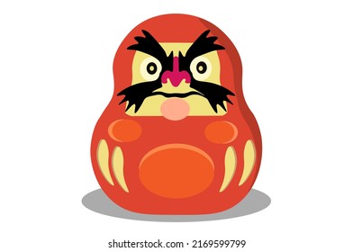 Daruma is a Japanese wish doll. Vector illustration. Meaning is (congratulations) isolated on white background