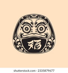 Arte vectorial de silueta de máscara de Daruma