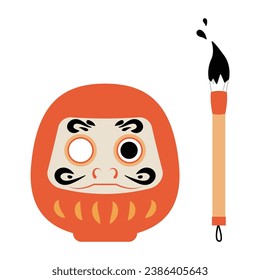 Daruma material de ilustración simple de cepillo de un ojo