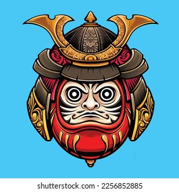 Daruma pirate samurai bucket hat japanese vector illustration