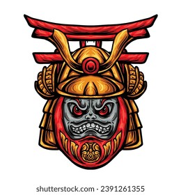 Daruma Samurai design ilustration vektor japanese caracter