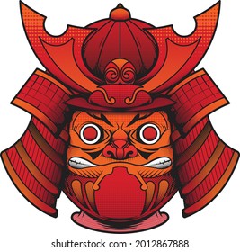 daruma samurai. This illustration is for t-shirt screen printing needs, stickers, tattoos, posters and more