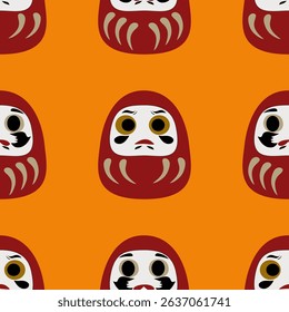 Daruma seamless vector set simple repeat pattern for wallpaper, textiles, bedding, background, and designg packaging