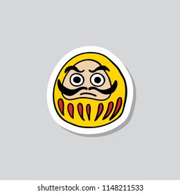 daruma sticker doodle icon. Japanese traditional doll