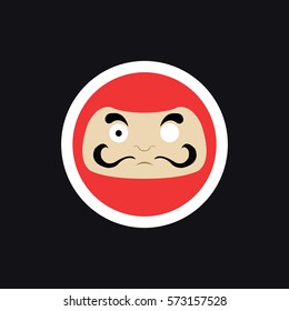 daruma, sticker. Japanese traditional doll. vector illustration