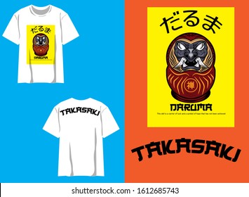 daruma t shirt street wear 
japanese translation : daruma tengu face