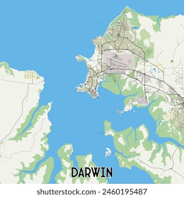 Darwin Australia map poster art