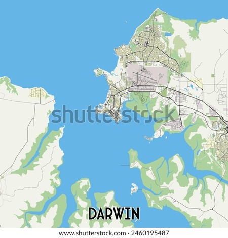 Darwin Australia map poster art