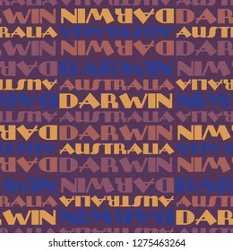 Darwin, Australia seamless pattern, typographic city background, texture.