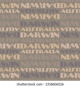 Darwin, Australia seamless pattern, typographic city background, texture.