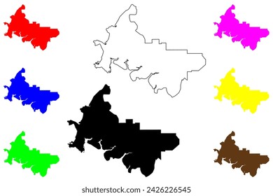 Darwin city (Commonwealth of Australia, Northern Territory) map vector illustration, scribble sketch Garramilla map